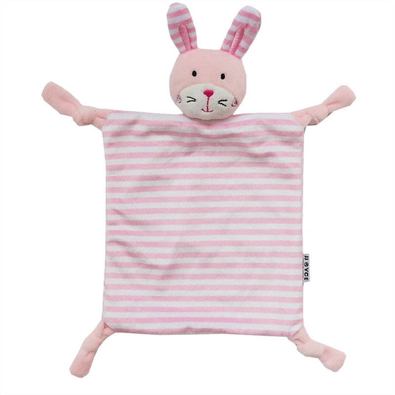 Infant Teething Cloth Soft Square Striped Plush Snuggle Teether Blanket Baby Appease Towel Toy