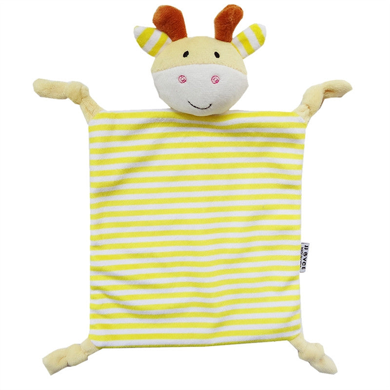 Infant Teething Cloth Soft Square Striped Plush Snuggle Teether Blanket Baby Appease Towel Toy