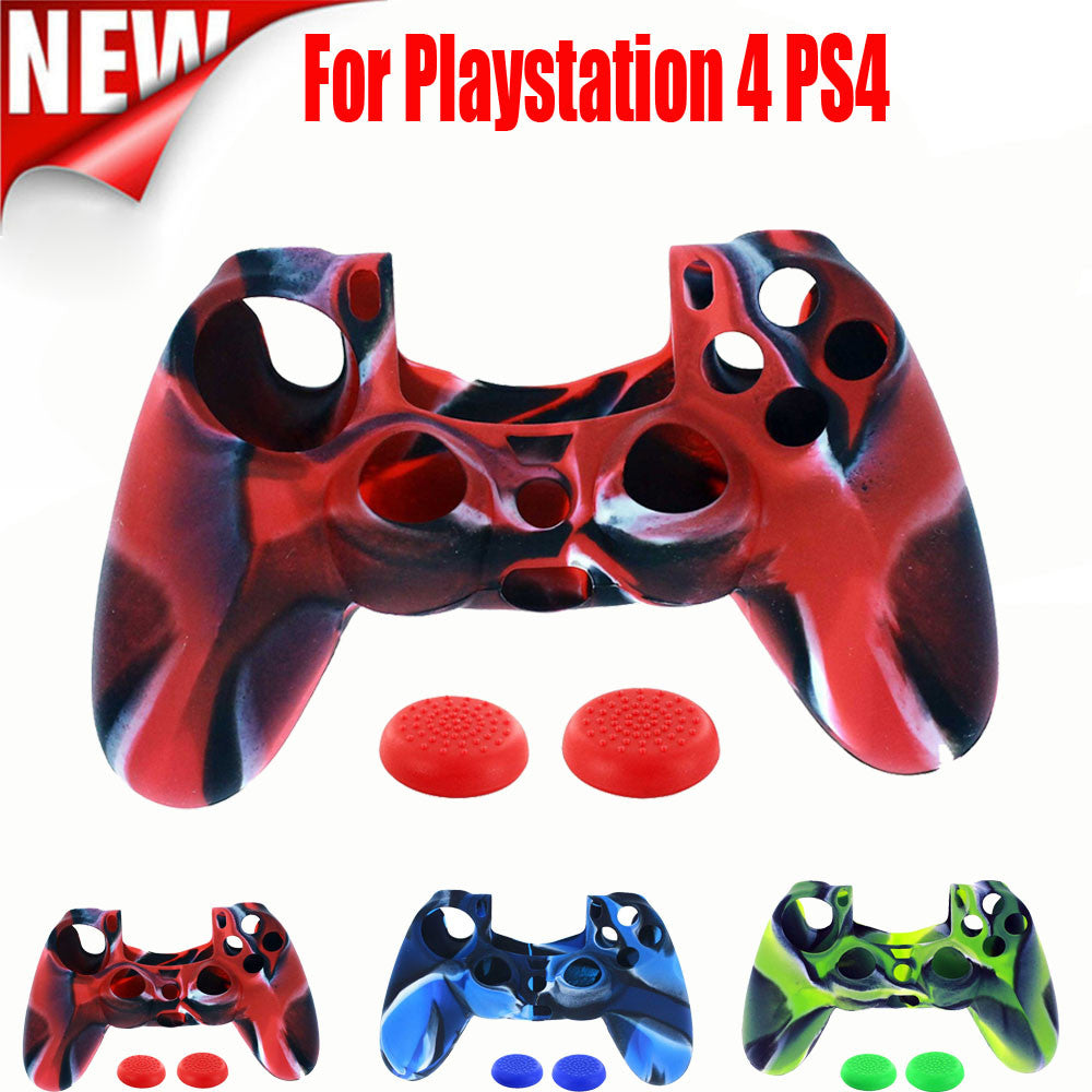 1PC Silicone Case Cover +2PC Rocker Cap For Playstation PS4 Controller