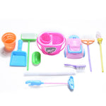 9Pcs Simulation Home Cleaning Tools Playset Mini Floor Broom Mop Dust Collector Toy Kids Pretend Play Toy for Barbie