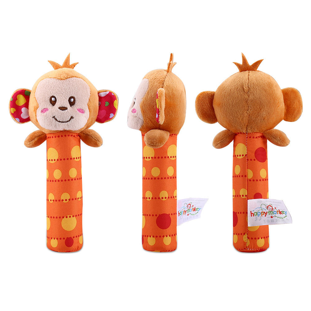 Baby Lovely Plush Animal Handbell Stick Colorful Rattles Toys with BB Bell Infant Educational Plush Toy