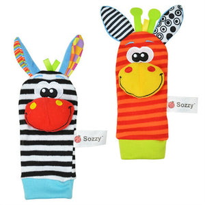 2pcs Cute Animal Baby Infant Wrists Rattle Developmental Educational Soft Rattle Toy for Infant Baby