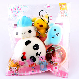 5pcs Medium Mini Soft Squishy Bread Toys Key