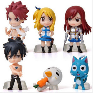 6Pcs/Set Anime Fairy Tail Natsu / Gray / Lucy / Erza Action Figure Toy PVC Model Dolls Great Gift